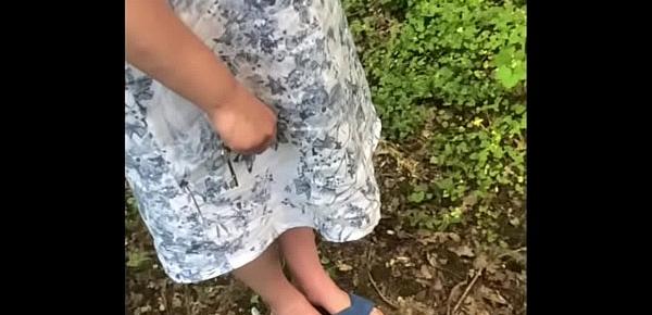  Outdoors wanking in the woods with the wife